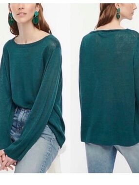 J. Crew Teal Boatneck Lightweight 100% linen Sweater